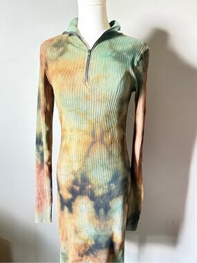 Cotton Citizen Ibiza Mini Dress Desert Mirage tie-dye colorway,high mock neck